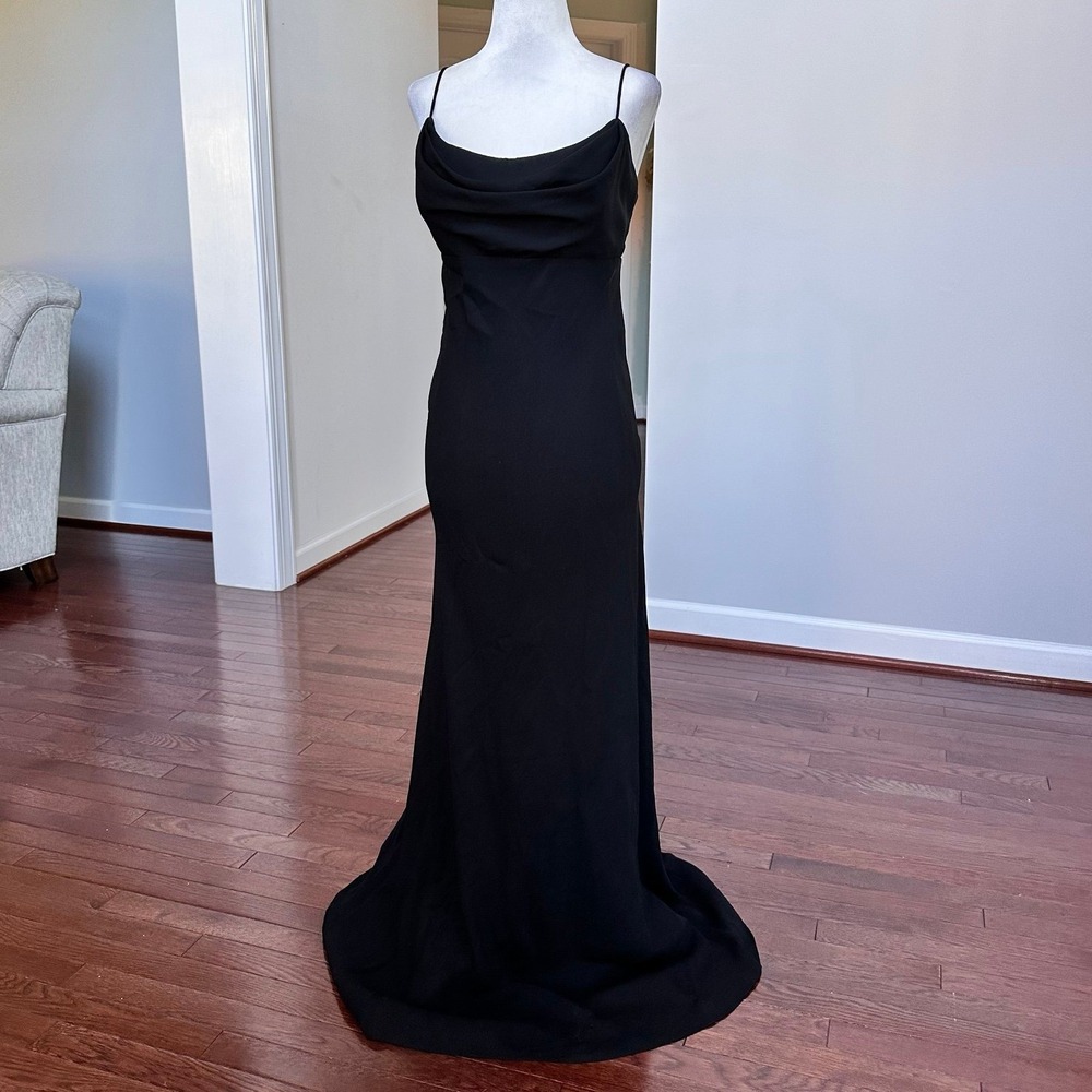 Vintage Y2K 2000s Chelsea Nites Black Formal Black Tie Simple Gown Dress